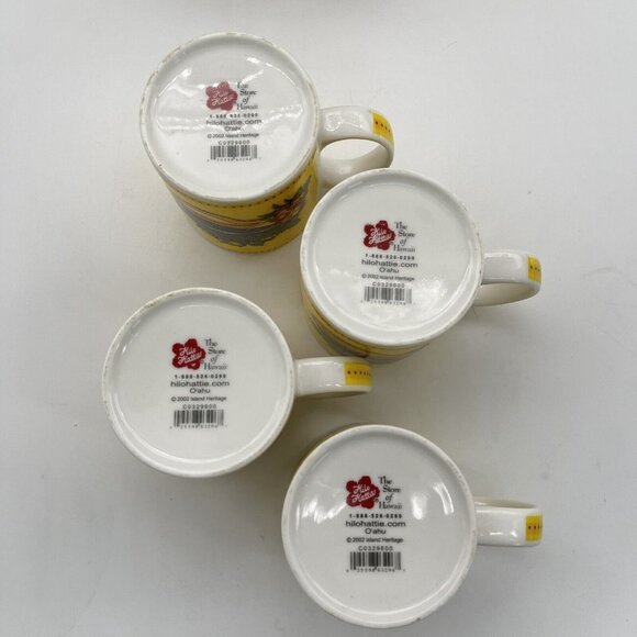 4 Collectible Hilo Hattie Mugs Souvenir Coffee Cups Hawaiian Tropical Hibiscus - Picture 3 of 12